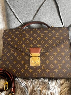 Louis Vuitton Brown Monogram Briefcase with  adjustable leather strap